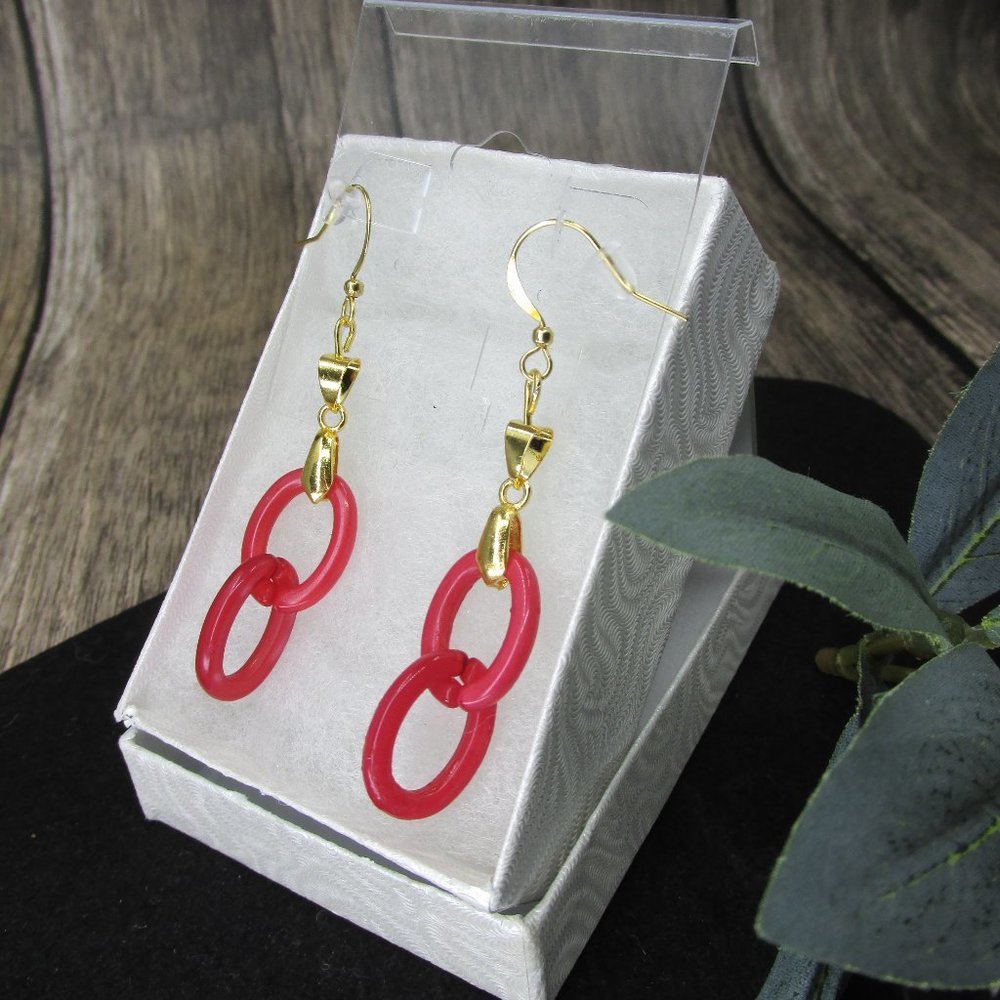 Gold Plated Twin Resin Earrings